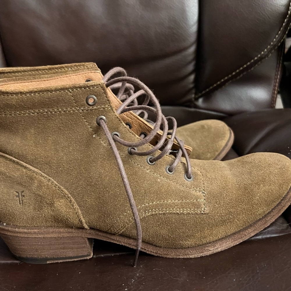 Frye Olive Suede Ankle Boots